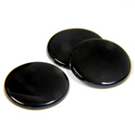 Gemstone Flat Back Single Bevel Buff Top Stone - Round 18MM BLACK ONYX