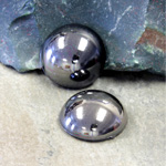 Plastic Flat Back Metalized Cabochon - Round 18MM HEMATITE