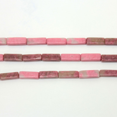 Gemstone Bead - Rectangle Smooth 13x4MM RHODONITE