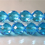 Czech Glass Fire Polish Bead - Round 14MM AQUA