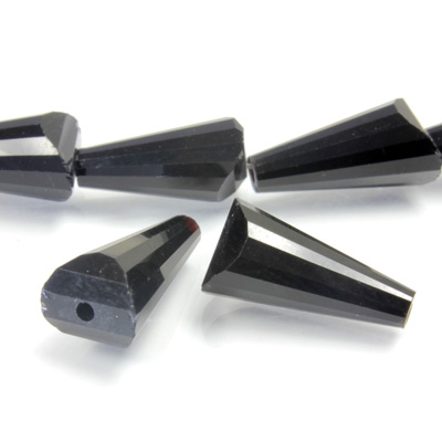 Chinese Cut Crystal Bead - Fancy Cone 16x8MM JET