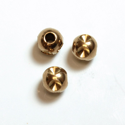 Brass Machine Made Bead - Engraved with Recess Round 06MM RAW BRASS
