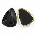 German Glass Pendant - Shield 35x25MM GOLD on JET