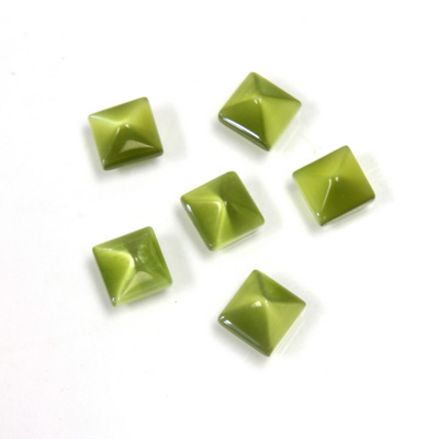 Fiber-Optic Cabochon - Pyramid Top 06x6MM CAT'S EYE OLIVE