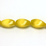 Fiber Optic Synthetic Cat's Eye Bead - Smooth 4-Sided Twisted 16x7MM CAT'S EYE YELLOW
