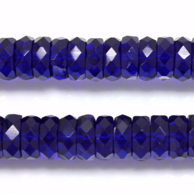 Czech Glass Fire Polished Bead - Rondelle 10x4MM COBALT