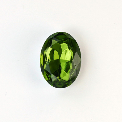 Glass Point Back Foiled Tin Table Cut (TTC) Stone - Oval 18x13MM OLIVINE