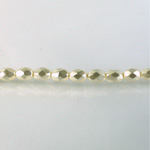 Czech Glass Pearl Faceted Fire Polish Bead - Oval 06x4MM WHITE 70401