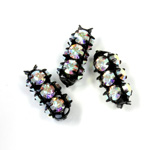 Preciosa Rhinestone Rondelle Crystal Tubes 16x7MM CRYSTAL AB/BLACK