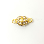 Magnetic Rhinestone Clasp - Oval 12x9MM CRYSTAL SATIN GOLD