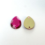 Plastic Flat Back 2-Hole Foiled Sew-On Stone - Pear 18x13MM FUCHSIA