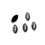 Glass Medium Dome Cabochon - Navette 10x5MM Metallic Coated HEMATITE