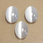 Fiber-Optic Flat Back Cabochon - Oval 18x13MM CAT'S EYE WHITE