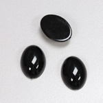 Plastic Flat Back Opaque Cabochon - Oval 18x13MM JET