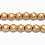 Czech Glass Fire Polish Bead - Round 08MM Full Coated Matte GOLD