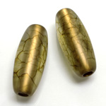 Plastic Bead - Bronze Lined Veggie Color Smooth Oval 34x15MM MATTE OLIVE