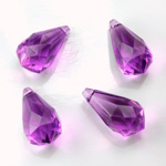 German Plastic Pendant - Transparent Faceted Drop 18x9MM AMETHYST