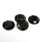 Gemstone Flat Back Stone with Faceted Top and Table - Round 11MM BLACK ONYX