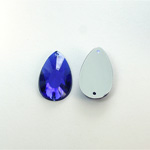 Plastic Flat Back 2-Hole Foiled Sew-On Stone - Pear 22x11MM COBALT