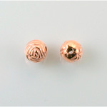 Metalized Plastic Engraved Bead - Rosebud  Round 08MM COPPER