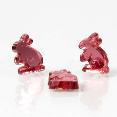 Glass Flat Back Foiled Mirror - Rabbit 10MM ROSE