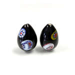 Glass Lampwork Bead - Pear Smooth 18x12MM VENETIAN BLACK