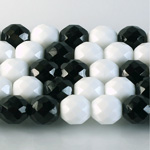 Czech Glass Fire Polish Bead - Round 10MM BLACK WHITE MIX
