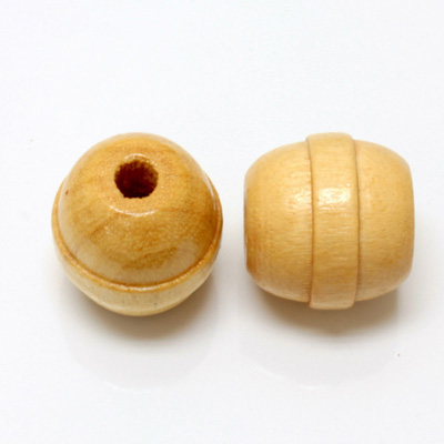 Wood Bead - Smooth Barrel Large Hole 27MM NATURAL Lacquered