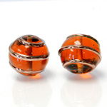 Czech Glass Lampwork Bead - Round 18MM COPPER WRAP TOPAZ