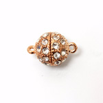 Magnetic Rhinestone Clasp - Round 12MM CRYSTAL ROSE GOLD