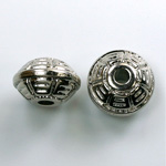 Metalized Plastic Engraved Bead - Saucer 16x10MM SILVER