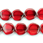 Czech Pressed Glass Bead - Smooth Flat Baroque Coin 15MM Coated RUBY