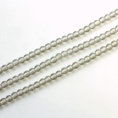 Czech Pressed Glass Bead - Smooth Round 03MM BLACK DIAMOND