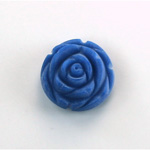 Plastic Carved No-Hole Flower - Round 20MM MATTE BLUE