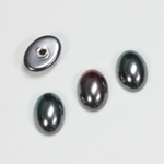 Glass Medium Dome Pearl Dipped Cabochon - Oval 14x10MM BLACK TAHITI