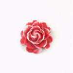 Plastic Carved No-Hole Flower - Rose Bloom 22.5MM MATTE Two Tone Red