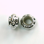 Metalized Plastic Engraved Bead - Spacer 12x8MM SILVER