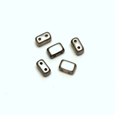 Czech Pressed Glass Bead - Smooth Two Hole 06x4MM PEARL LIGHT GREY CRYSTAL