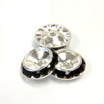 Czech Rhinestone Rondelle Shrag Rivoli Back Setting - Round 15MM outside with 10.5mm (ss47) Recess JET-SILVER