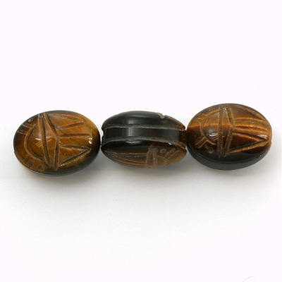 Gemstone Scarab Bead with Large Hole - Oval 16x12MM TIGEREYE