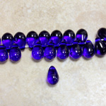 Czech Pressed Glass Pendant - Smooth Drop 9x6MM COBALT