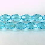 Czech Glass Fire Polish Bead - Oval 11x8MM AQUA