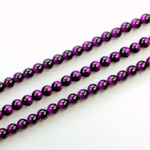 Czech Pressed Glass Bead - Smooth 2-Color Round 04MM COATED BLACK-VIOLET