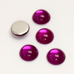 Plastic Flat Back Foiled Cabochon - Round 11MM FUCHSIA