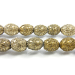 Glass Lampwork Bead - Oval Textured 11x9MM MOLTEN GOLD COATED