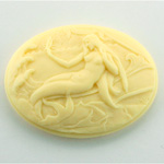 Plastic Cameo - Mermaid on Shore Oval 40x30MM IVORY ON IVORY