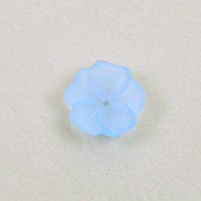 German Plastic Flower with Center Hole - 5-Petal Round 14MM MATTE LT SAPPHIRE