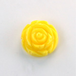 Plastic Carved No-Hole Flower - Round 20MM YELLOW