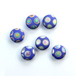 Glass Low Dome Buff Top Cabochon - Peacock Round 09MM MATTE BLUE