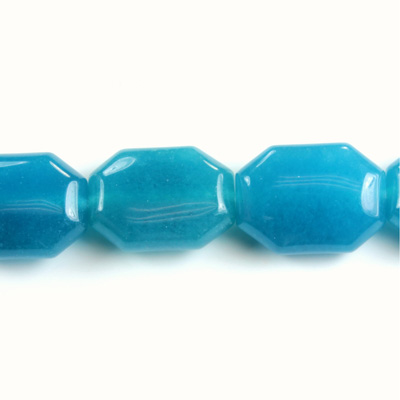 Gemstone Bead - Round Cushion Octagon 19x14MM Dyed QUARTZ Col. 30 AQUA